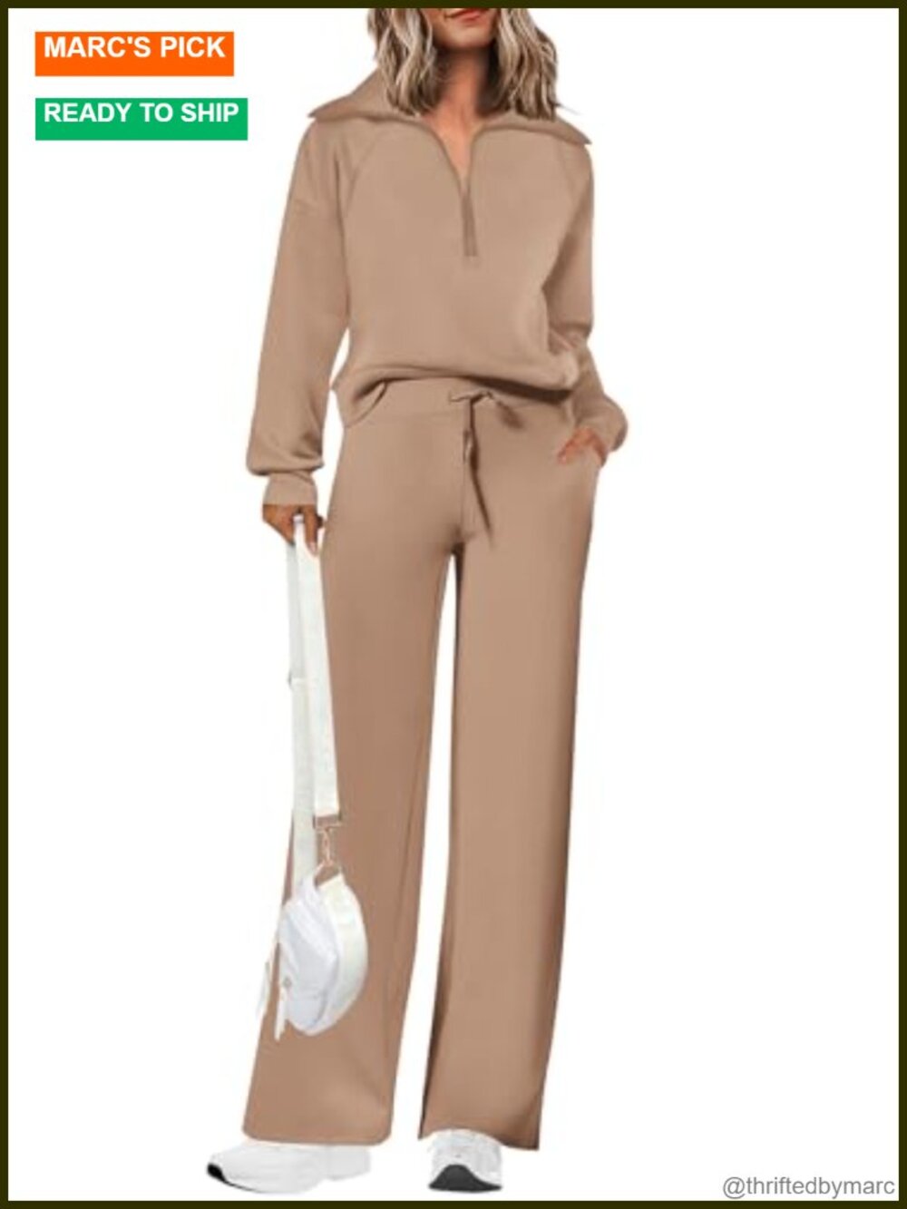 Women's 2 Piece Lounge Set Half Zip Sweatshirt Wide Leg Pants Tracksuit